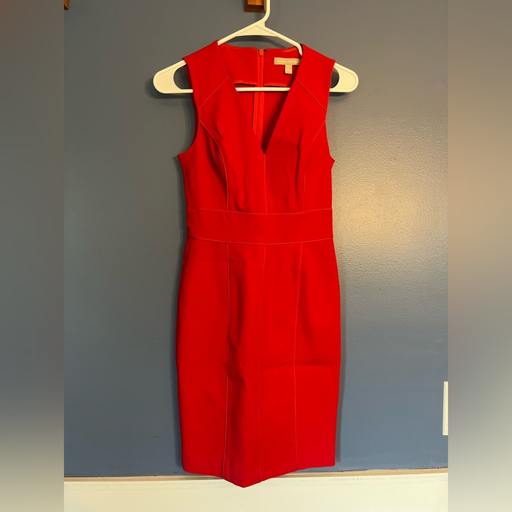 Banana Republic, petite size 0, fitted red professional dress